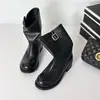 Botas de media caña retro para mujer de cuero genuino de 4 cm, botas de tacón de bloque estilo nuevo 2026, botas casuales de equitación con tacón grueso