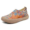 Sapatos Femininos Verão Novo Bico Redondo Solado Macio Estilo Artístico Rasteirinhas Modernos Versáteis Sapatos de Mãe Antiderrapantes Resistentes ao Desgaste Casuais