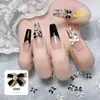 Accesorios para Uñas con Moño de Aleación Estilo Chanel, Populares Decoraciones de Uñas con Moño Sencillo Adornado con Perlas Blancas y Negras