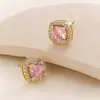 Pendientes Geométricos de Mujer con Incrustaciones de Circonita de Estilo Europeo Transfronterizos de Aliexpress, Pendientes Completamente Diamantados Incrustados con Circonita