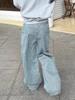 Pantalones vaqueros de estilo americano con diseño de rayas retro y perfil de machete para hombre, pantalones largos holgados de pierna ancha para la calle.