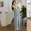 Mono de maternidad de verano 2026, Pantalones vaqueros de pierna ancha modernos y elegantes, Conjunto casual de dos piezas adelgazante y rejuvenecedor para uso en exteriores