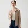 Cardigan Feminino de Cashmere com Zíper e Gola Alta 2026 Outono/Inverno Costurado Slim Fit Camada Base Jaqueta Quente Casual
