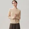 Suéter de cachemira colorido con lentejuelas para otoño e invierno para mujer, cuello redondo, dobladillo con flecos, puños de borlas, suéter de punto versátil