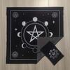En Stock Estilo Europeo Tarot carta estrella de cinco puntas mantel de franela negra traje mantel de ceremonia vintage bolsa para cartas tapete de mesa venta al por menor
