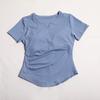 Traje de yoga con tapete para el pecho, camiseta ajustada para entrenamiento de pilates y running para mujer, camiseta deportiva de manga corta para fitness, envío gratis.