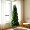 Árbol de Navidad artificial verde de PVC con luces, estilo delgado tipo pluma, decoración navideña al por mayor