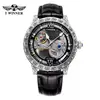 Ganador Moda Masculina Estilo Europeo y Americano Reloj Mecánico Semi-Automático Retro Tallado Calado Movimiento Mecánico