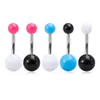 Piercing de Umbigo Acrílico Colorido, Pintura de Borracha de Cor Luminosa, Botão de Umbigo para Body Piercing, Haste de Aço Inoxidável para Prego de Umbigo