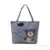 Bolsa Casual de Lona Transfronteiriça, Bolsa de Ombro de Lona, Bolsa Feminina, Bolsa de Compras, Bolsa Tote Feminina de Lona com Cartoon de Grande Capacidade Venda por Atacado