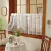 Cortinas de janela de renda floral bordada rústica, cortinas de sala de jantar, cortinas de café, cortinas curtas, meias cortinas, cortinas transparentes, fabricante transfronteiriço pode enviar em nome dos clientes
