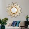 2026 Nuevo Modelo Espejo Decorativo de Lujo Creativo Estilo Americano para Sala de Estar Entrada, Espejo con Forma de Sol de Arte sin Hierro