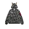 Otoño Americano Retro Calle Alta Camuflaje Cárdigan Sudadera con Capucha Marca de Tendencia para Hombre Chaqueta Holgada de Pareja Top