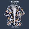 Camisa de Verano para Hombre Estilo Tailandés Transfronteriza Camisa de Playa Holgada Floral de Manga Corta para Vacaciones en la Costa Hawaiana Chaqueta