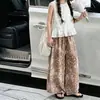 Roupas Infantis Estilo Coreano para Meninas, Colete sem Manga, Novo Estilo de Verão, Calça Leopard Print da Moda para Crianças