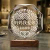 Ornamento Criativo de Cristal Octogonal K9 Personalizado para o Dia das Mães Presente para a Mãe com Base de Madeira Embalagem em Caixa de Presente Fornecimento Direto da Fábrica