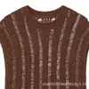 Comercio Exterior Transfronterizo Moda Femenina Estilo Europeo y Americano Casual Holgado Cuello Redondo Calado Chaleco de Punto Superior 3646004