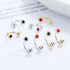 Brincos de estrela de pentagrama com fecho de torção parafusado femininos 925 prata de lei design de nicho esmalte epóxi brincos da moda joia de rosca