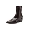 Botas Elásticas Ajustadas de Piel de Oveja Chic Estilo Coreano Otoño/Invierno 2026 Tacón Medio Grueso Elegantes de Punta Puntiaguda Botines Elásticos para Tobillo para Mujer