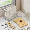 Almacenamiento de Cuchillos Portapalillos Tabla de Cortar Integrada Jaula para Palillos Montada en Pared Portacuchillos de Cocina Tabla de Cortar Estante de Colocación de Tabla de Cortar