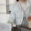2026 Nova Jaqueta Puffer Casual da Moda Estilo Coreano Curta com Gola Alta para Mulheres Baixinhas, Casaco Puffer de Inverno para Estudantes
