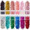 Explosões Transfronteiriças 12 Conjunto de Cores Nail Art Paetês em Pó Misto de Cinco Pontas Estrela Laser Flash Nail Art Joias Nail Polish Gel