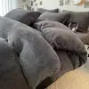 Juego de Cama de Terciopelo de Leche de Cuatro Piezas Espesado Vellón Coral Doble Cara Funda Nórdica de Vellón Sábana de Franela Juego de Tres Piezas Estilo Invierno