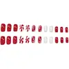 Item de venda quente do comércio exterior 24 peças nail art Floco de neve de Halloween Listrado Versátil Atmosfera Unhas postiças quadradas de comprimento médio atacado