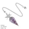 Colgante de Péndulo de Cristal Natural Transfronterizo, Péndulo de Resina Hexagonal de Tres Puntas con Forma de Diamante Vintage, Frecuencia Ajustable para Yoga y Meditación