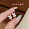 Anillo de Mariposa Retro Francés Brillante Rojo Rosa Corindón Pendientes Color Paraíba Doble Ala Voladora Pendientes de Botón