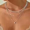 Nuevo collar de diseño de nicho multicapa estilo ins transfronterizo, collar de cadena cubana para clavícula de moda europea y americana para mujer