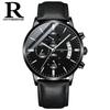 Reloj de hombre Ruizhiyuan con hebilla de mariposa y correa de malla de acero, luminoso, de cuarzo, con tres esferas y seis agujas.