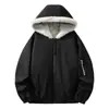 Chaqueta de Algodón Estilo Retro Americano para Hombre con Cuello de Borrego Parka con Capucha Holgada Nueva Invierno 2025 Abrigo de Algodón