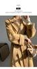 Casaco de Lã e Alpaca Dupla Face Feminino Outono e Inverno Novo Comprimento Médio Branco Cintura Elegante Slim-fit Casaco de Lã