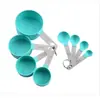Conjunto de Xícaras e Colheres Medidoras de Aço Inoxidável Ferramentas de Confeitaria Cabo de Aço Inoxidável Conjunto de 8 Peças de Colheres Medidoras de Plástico