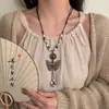 D Colar Borboleta Estilo Étnico Boêmio Feminino Design de Nicho Cerâmica Nova Chinoiserie Retro Acessórios de Saia Rosto de Cavalo