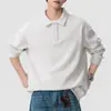 Camisa polo de ajuste relajado para hombre, color liso, nuevo estilo de otoño, estética 'old money', de manga larga, con cuello, prenda exterior casual para hombre