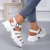 Sandálias Texturizadas de Solado Grosso para Mulheres, Sapatos Gaiola de Porco, Sandálias Romanas Plataforma Trançadas com Recorte nos Dedos, Sandálias Estilo Ins de Tamanho Grande