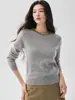 Suéter de cachemira de color liso para mujer, de estilo francés, lujo discreto, con pedrería hecha a mano, cuello redondo, mangas largas y un tejido suave y amigable con la piel.