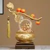 Novo Ornamento de Cristal em Forma de Caqui Estilo Chinês, Tigela de Tesouro para Hall de Entrada, Gabinete de TV, Decoração de Sala de Estar, Presente de Inauguração