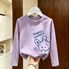 Camiseta de manga comprida para meninas 2026 nova coleção de outono camiseta básica infantil roupa íntima casual top de algodão puro para meninas pequenas início do outono