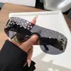 Novos Óculos de Sol Femininos de Moda Feitos à Mão com Diamantes Armação Grande Óculos de Sol Sem Aro com Diamantes Óculos de Sol Quadrados de Moda Femininos