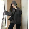 Sudadera con capucha unisex gris de peso pesado, cuello redondo, versátil, talla grande, top holgado, moderno, nuevo Otoño/Invierno 2026