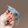 Pasador de Pelo con Borla de Campana de Diamante Azul para Mujer, Accesorio de Pelo Exquisito de Gama Alta, Pinza Lateral, Pasador de Pelo, Pinza BB Lateral de Estilo Antiguo