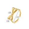 Novo Anel Ajustável Aberto com Laço Tridimensional Dourado Moda Feminina Estilo Ins Design de Nicho Anel de Dedo