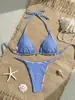 Bikini sexy de dos piezas reversible con estampado de rayas y tema oceánico, de tirantes, con amarre, superventas de Amazon 2026
