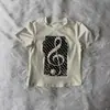 Camiseta Feminina Curta Casual Estilo Y2K Europeu e Americano Estampa Retro Americana Subcultura Harajuku Estilo Gótico Dark Slim Fit Hot Girl