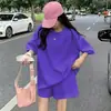 Conjunto de Verano para Mujer de 15 Colores, Nuevo Estilo Transfronterizo, Ropa de Casa de Color Sólido, Conjunto de Dos Piezas Holgado Talla Grande de Manga Corta y Shorts