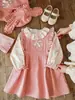 Conjunto de Encaje para Niñas Wulibu 2026 Nuevo Estilo Primavera y Otoño Camisa Sudadera de Dibujos Animados para Niños Falda de Tirantes Moderna Moda
