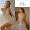 Pijama sexy Meishilan feminina de verão fina com bojo seda gelo tentação costas bonitas renda privada camisola de alça 130